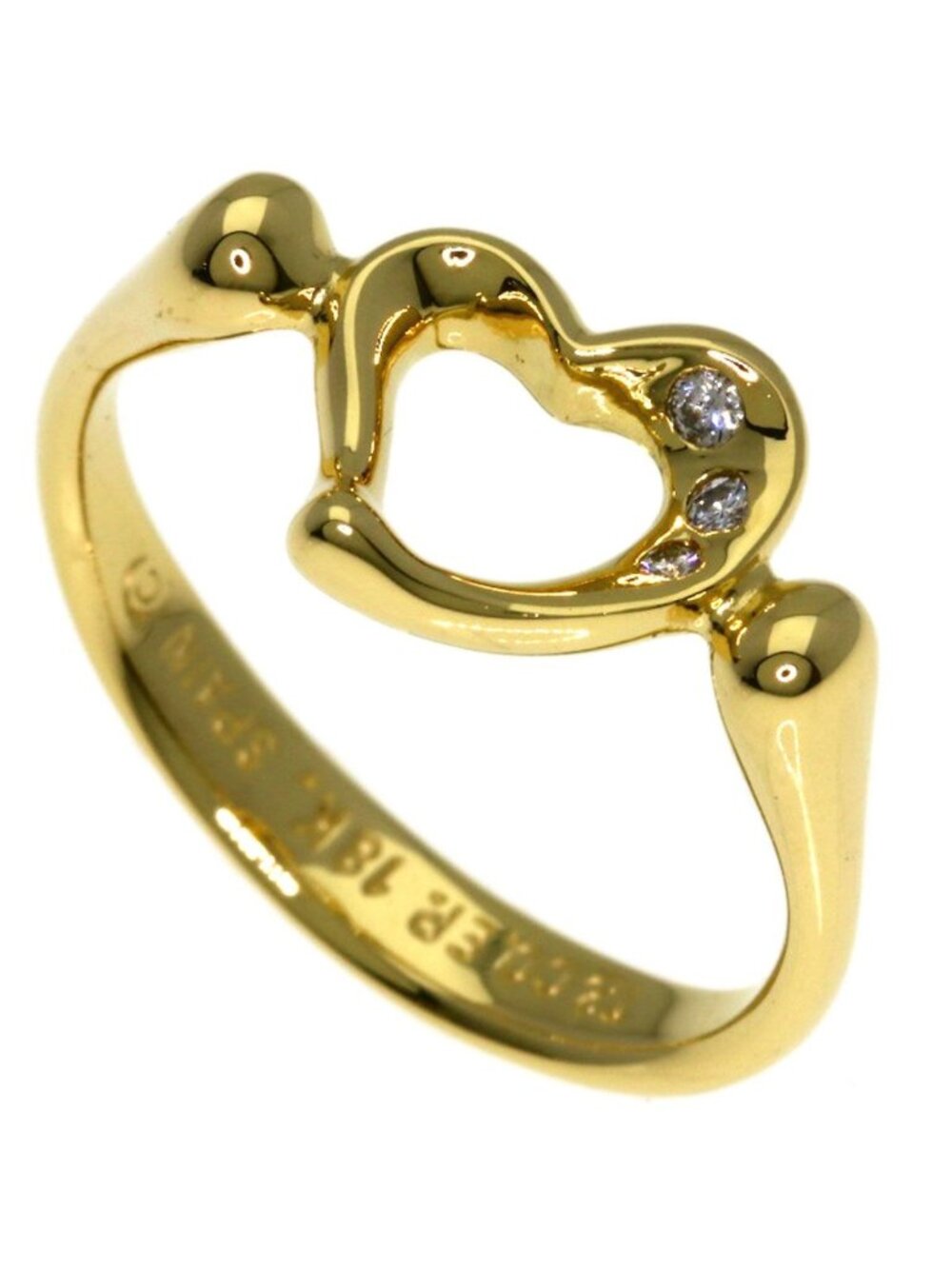 Tiffany & Co Open Heart Diamond Ring 18k Yellow Gold